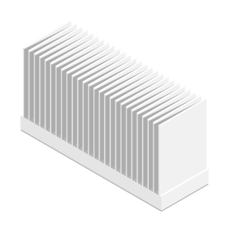 Illustration av en fläns som används på växelriktare för att avleda värme.