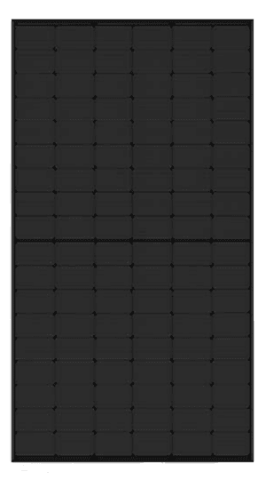 Solpanelen Jinko Solar Tiger Neo 54HL4R-B i en stilren helsvart design som passar för moderna takinstallationer. Panelen är rektangulär. Den minimalistiska designen smälter väl in i olika miljöer.