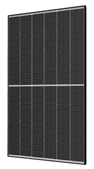 Solpanelen på bilden är Trina Vertex TSM-NEGR.28, en solpanel med modern design. Panelen har en elegant svart design som smälter väl in i olika miljöer.