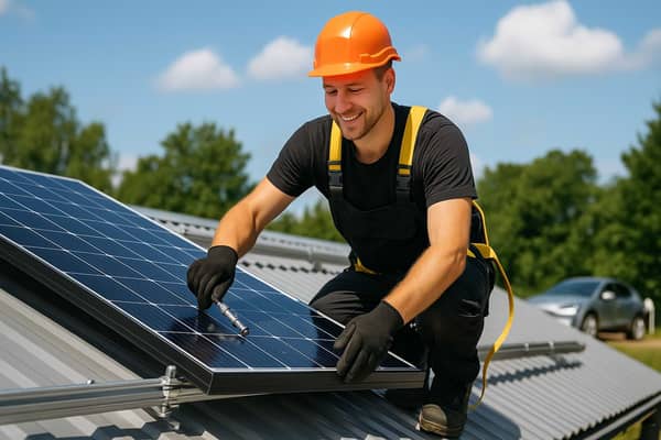 Installera solceller på plåttak