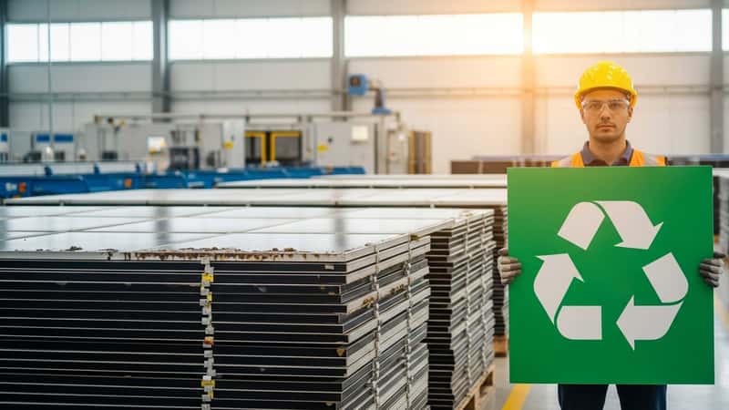 Återvinning av solpaneler i fabrik